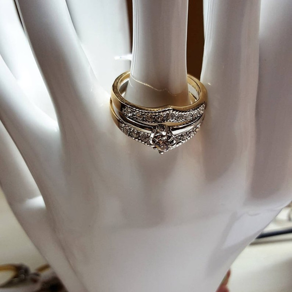 3 in one Wedding Engagment Ring 18k HGE SIZE 6 - Picture 1 of 7